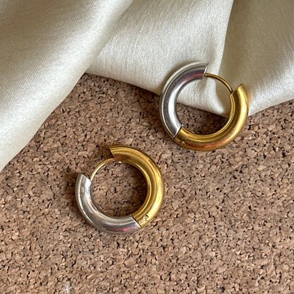 Kendall 18KT Gold Plated Dual Tone Hoops