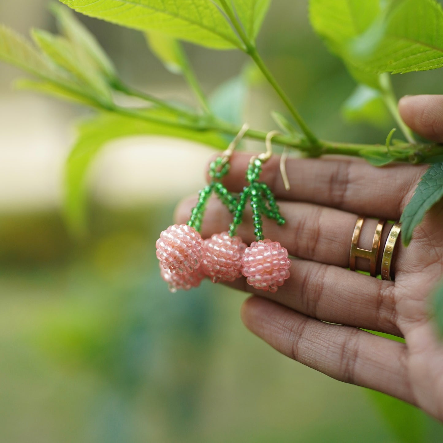 Peach Handmade Beaded Drops