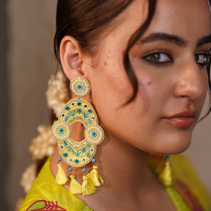 Mastani Yellow Handmade Beaded Earrings