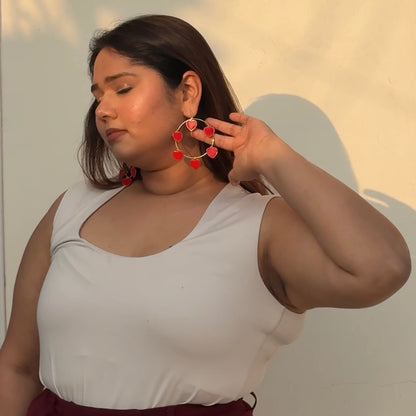 Ferris Wheel Heart Charm Hoops