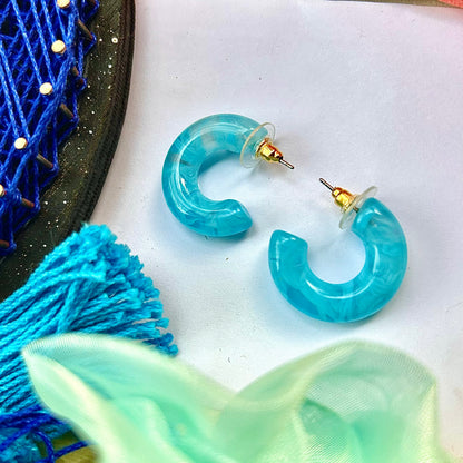 Water baby Blue Resin Earrings