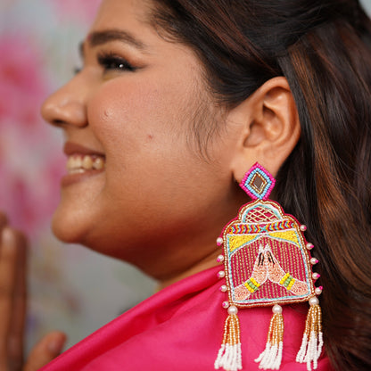 Barati Pink Handmade Beaded Earrings Pre Order