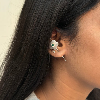 Gajra Floral Silver Earcuff