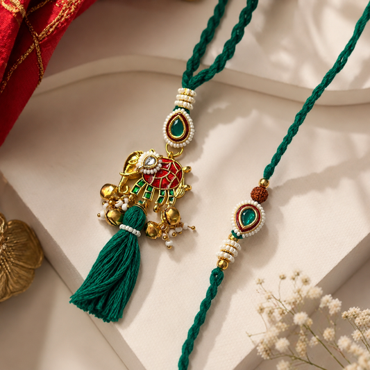 Shubh Emerald Bhai-Bhabhi Rakhi & Lumba Set PRE ORDER