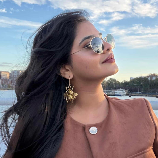 Golden Bee Metal Earring