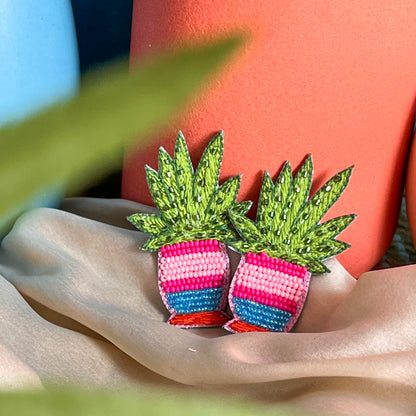 Plant Mom Handmade Beaded Earrings