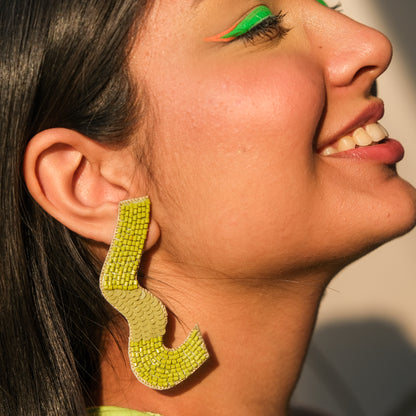 Frida - Green Handmade Beaded Earrings