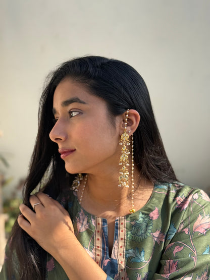 Chaand Long Peal Earring