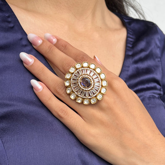Sajda Kundan Cocktail Ring