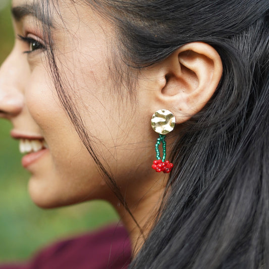 Cherry Blossom Handmade Beaded Earrings