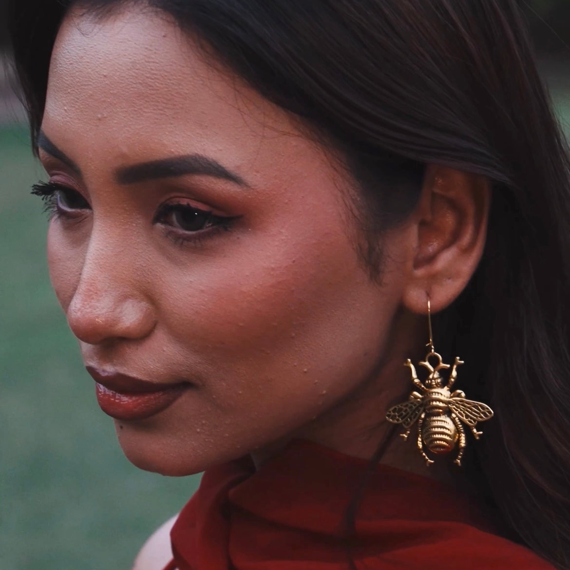 Golden Bee Metal Earrings