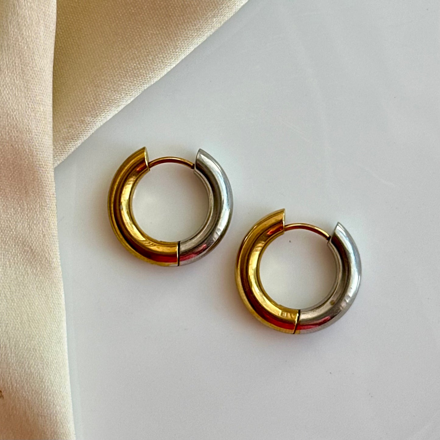 Kendall 18KT Gold Plated Dual Tone Hoops