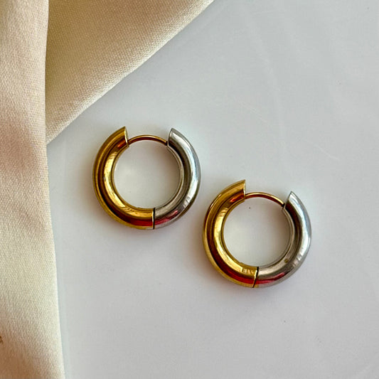 Kendall 18KT Gold Plated Dual Tone Hoops