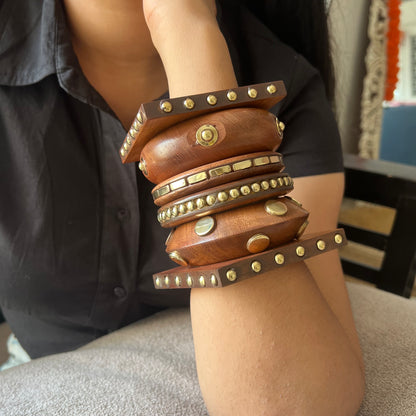 Wooden Handmade Bangle Combo of 6