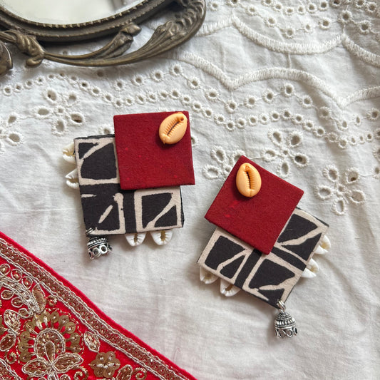 Shelly Red Fabric Earrings