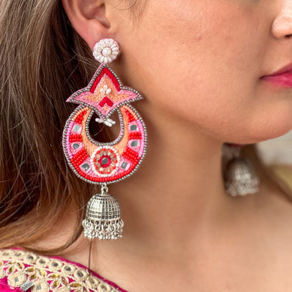 Sajni Handmade Beaded Chaandbali Jhumki