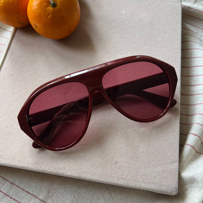 Burgundy Flat Top Sunglasses