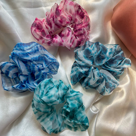 Printed Organza Scrunchies (Pack of 4)