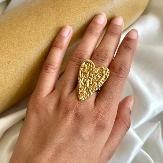 Smush Heart Gold Ring
