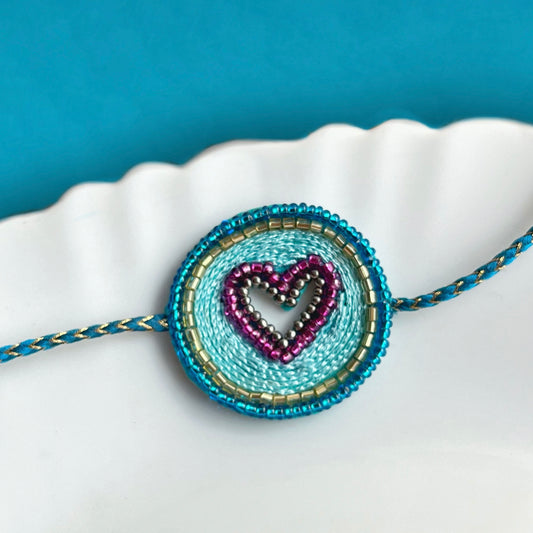 Heart Handmade Beaded Rakhi
