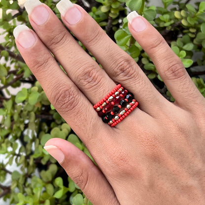 Orange Multi Spiral Beaded Ring