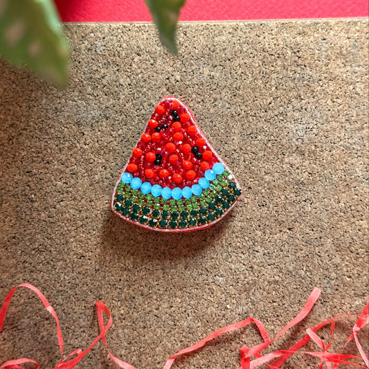 Watermelon Handmade Beaded Brooch