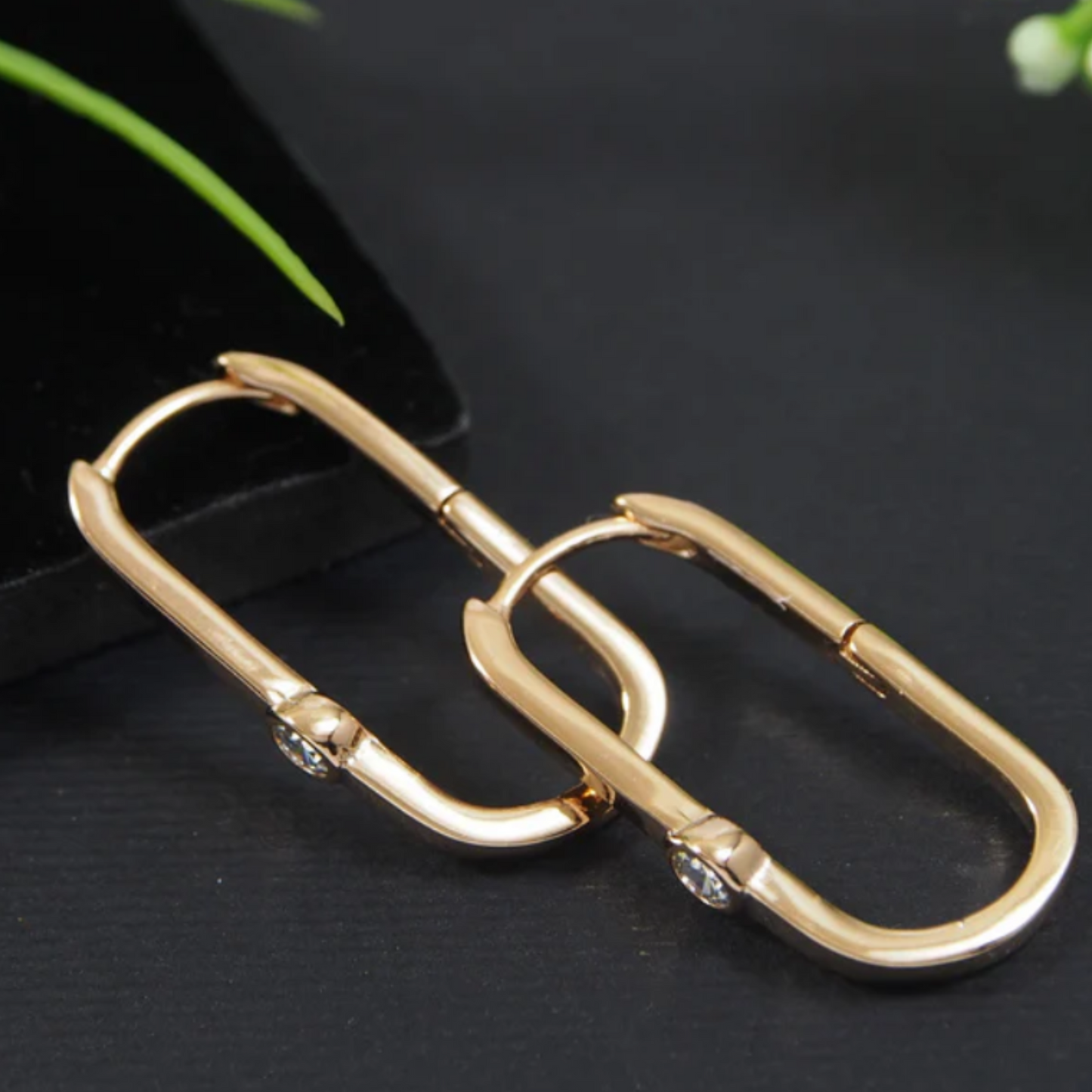 Gold Plated Rectangular Hoops