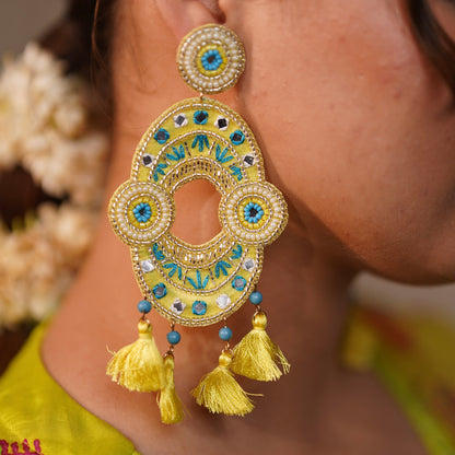 Mastani Yellow Handmade Beaded Earrings