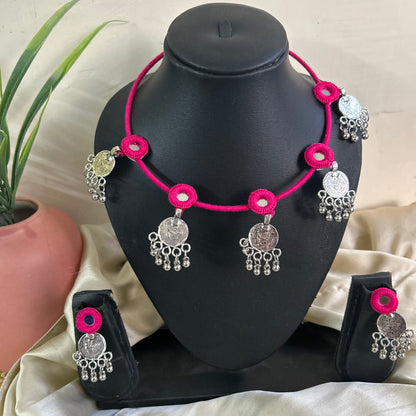 Pink Mirror Neckpiece Set