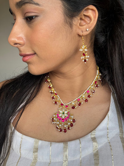 Begum Ruby Kundan Pearl Necklace Set