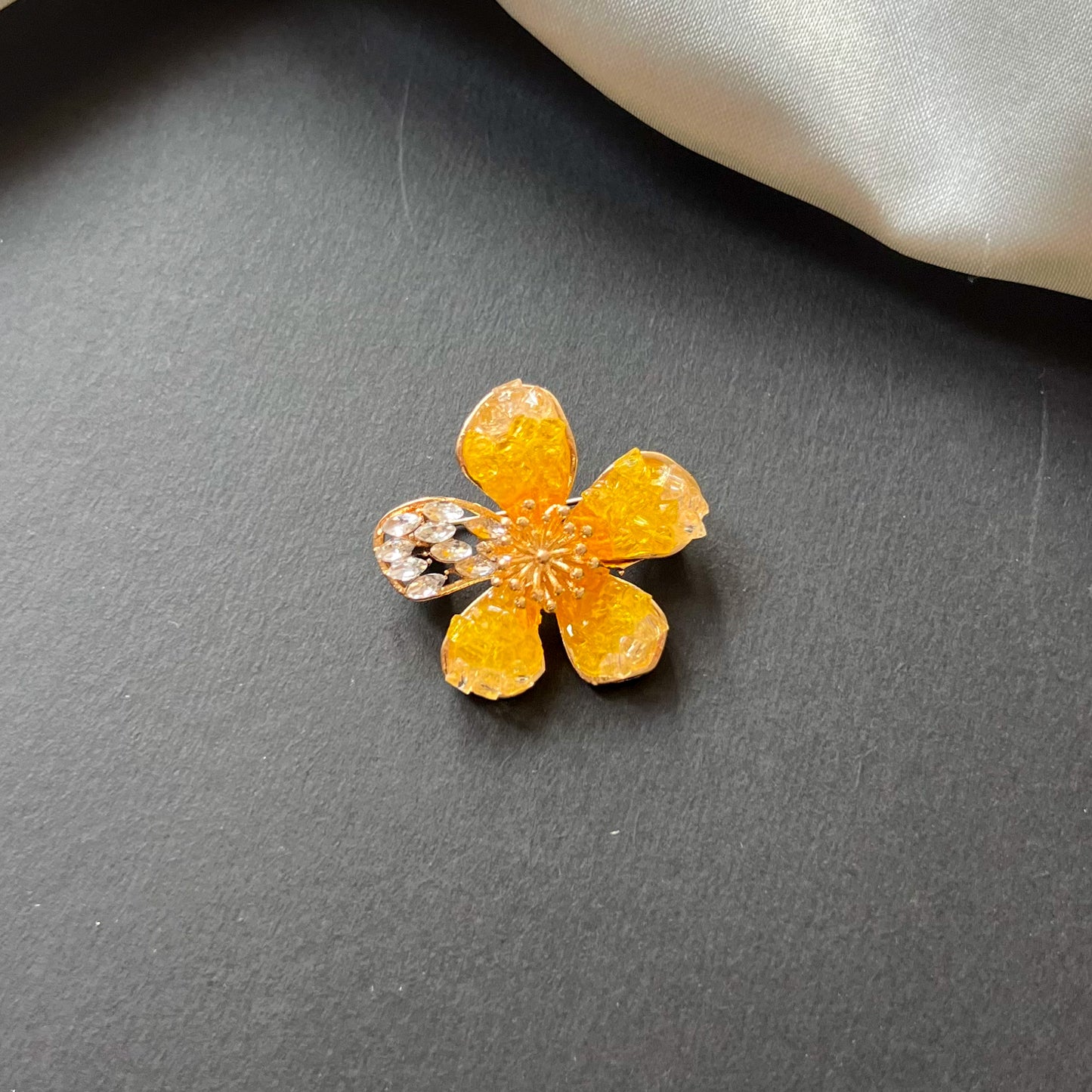 Amber Bloom Crystal Brooch