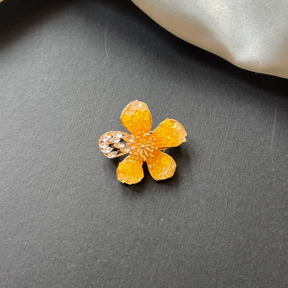 Amber Bloom Crystal Brooch