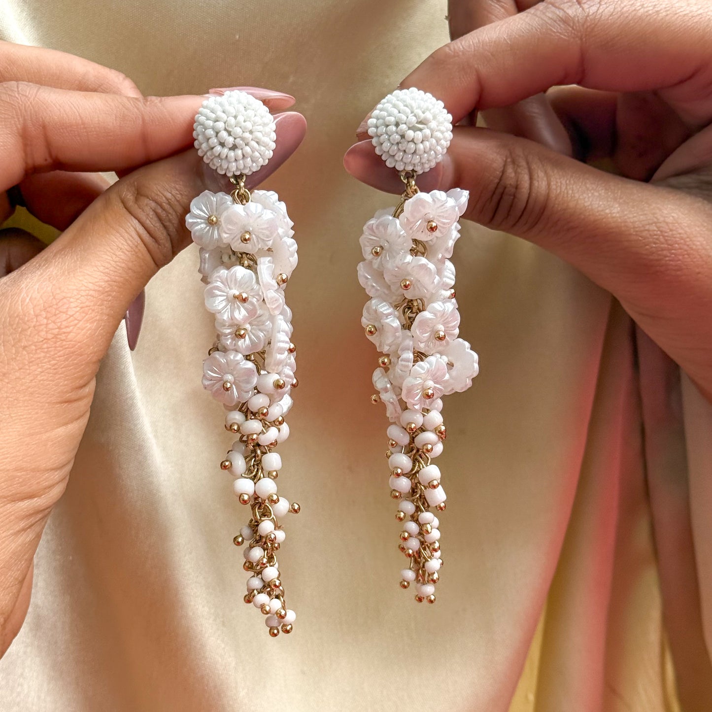 Karisma Floral Pearl White Drop Earring