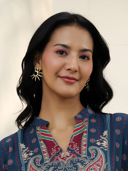 Golden Sunburst Statement Earrings
