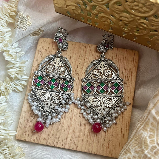 Anokhi Multi Silver Temple Earrings