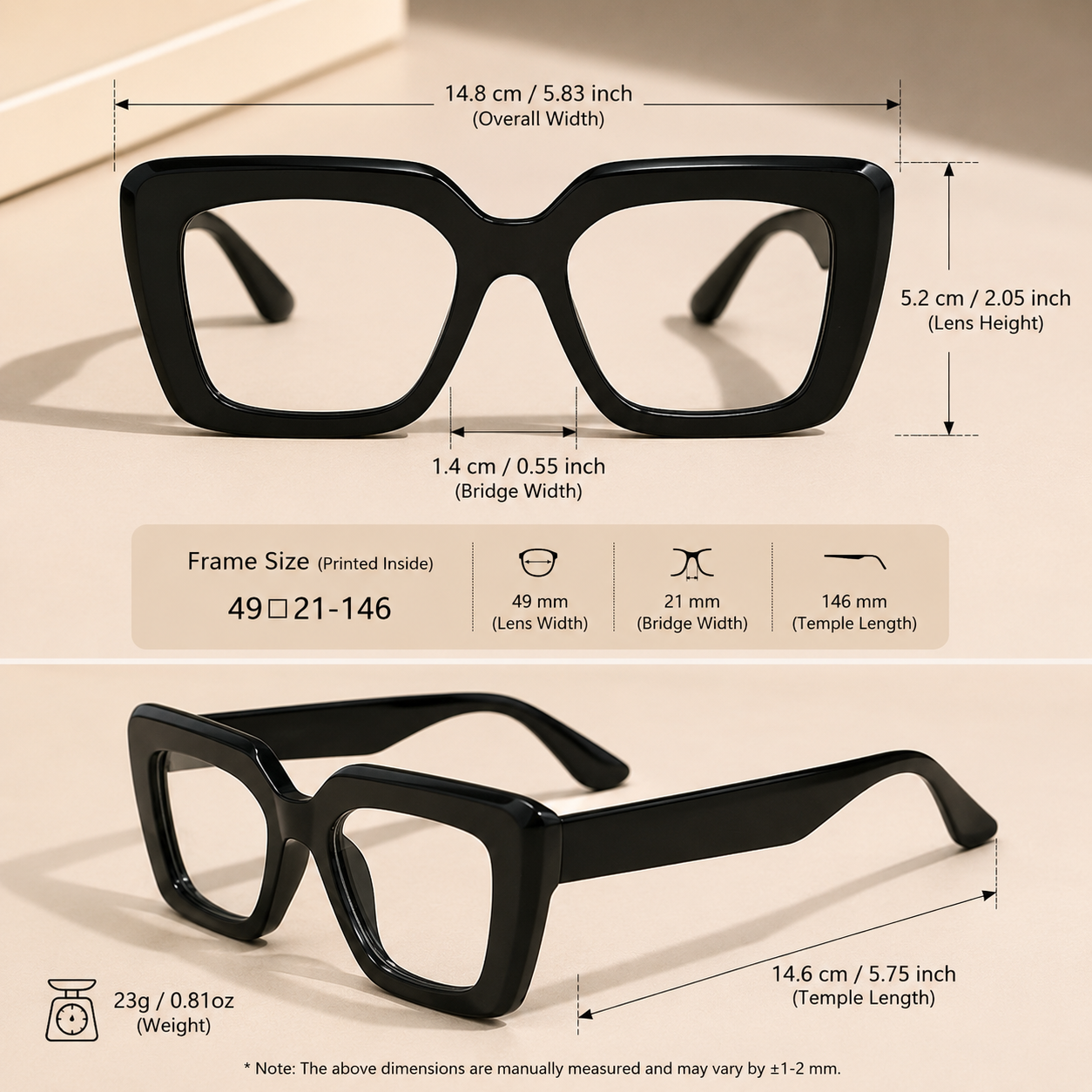 Black Large Cat Eye Frames