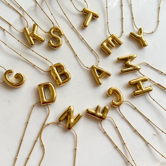 Bubble Alphabet Stainless Steel Necklace