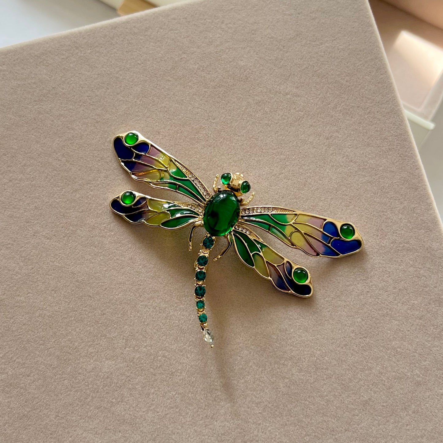 Emerald Dragonfly Brooch