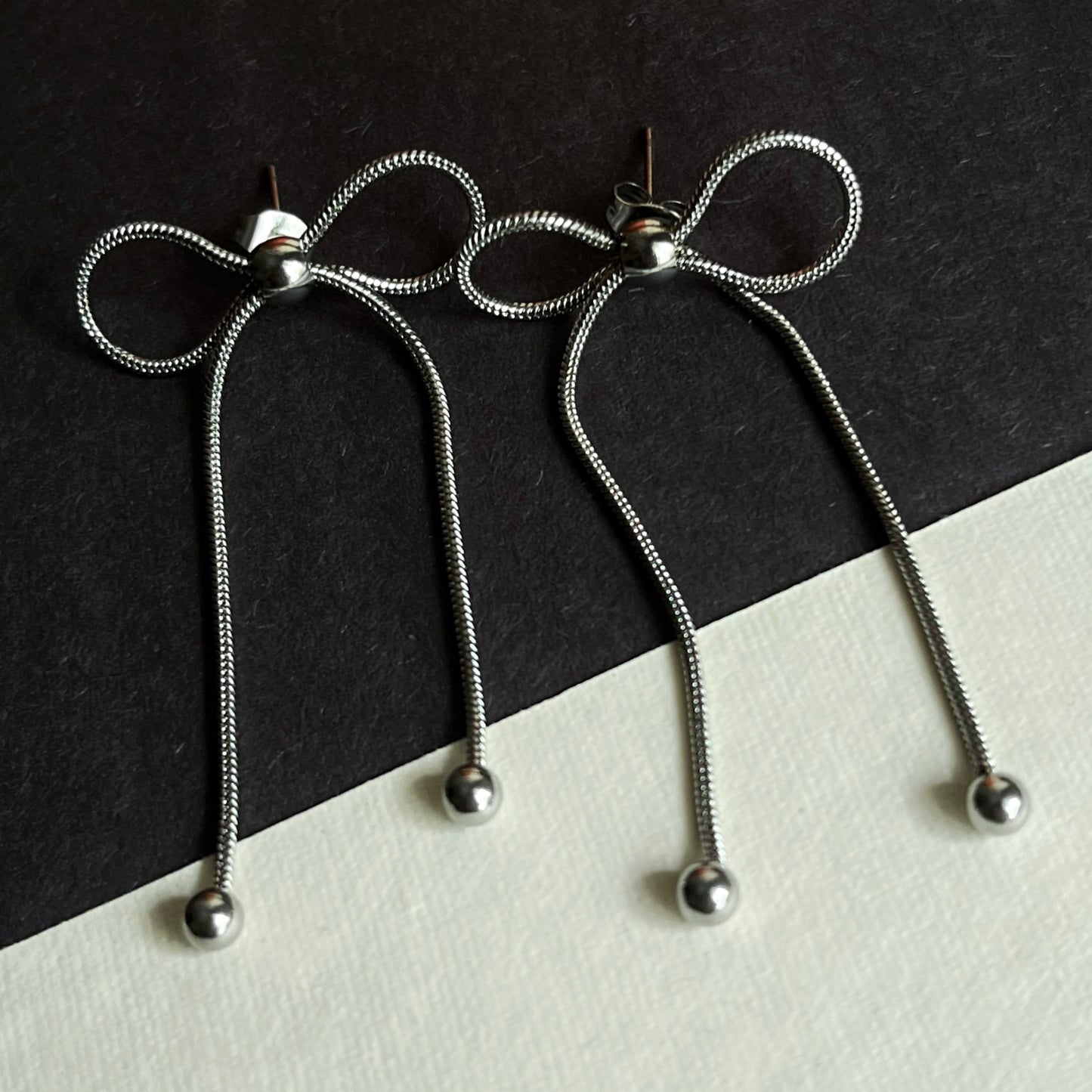 Pookie Bow Silver Earrings