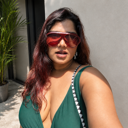Burgundy Flat Top Sunglasses