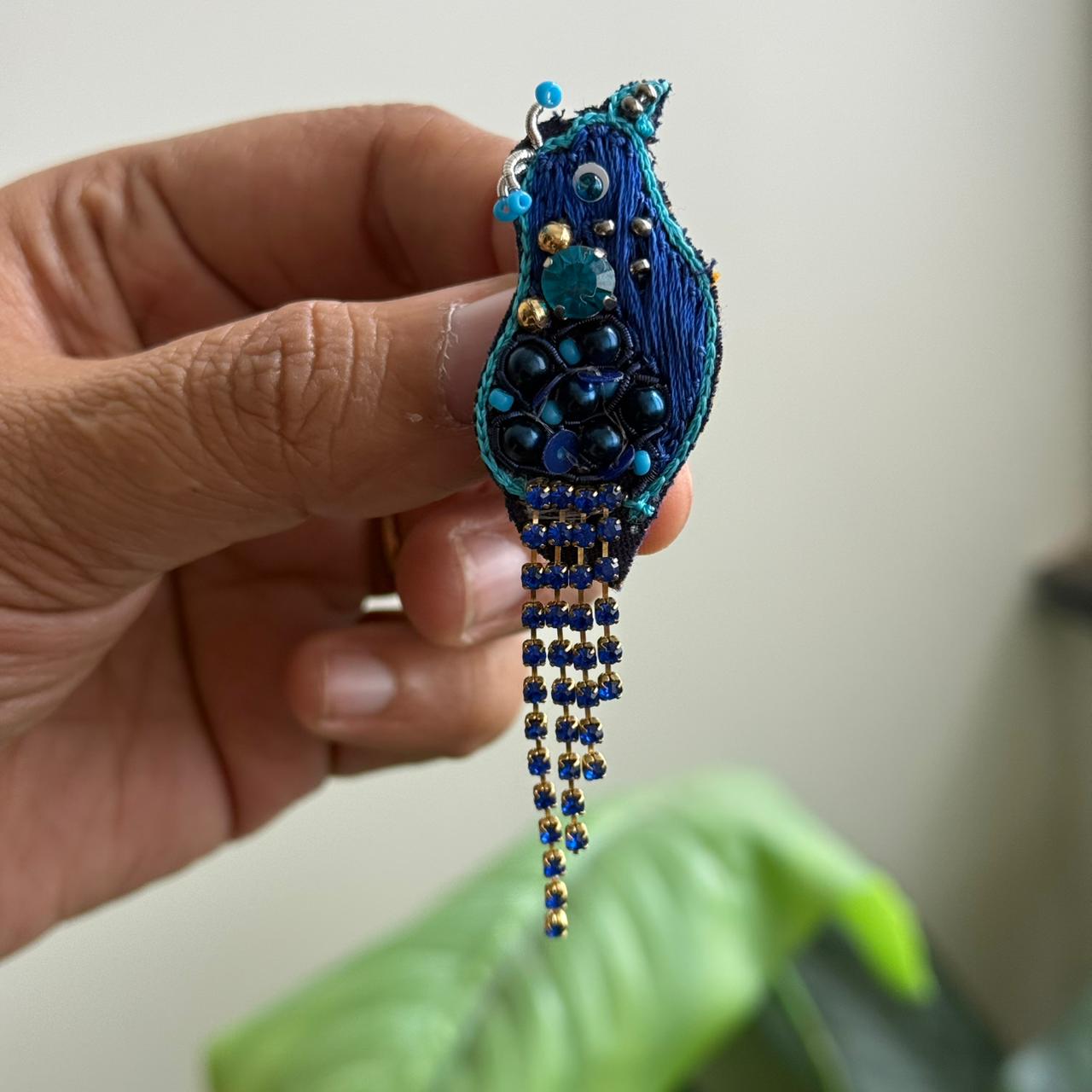 Blue Bird Handmade Beaded Brooch