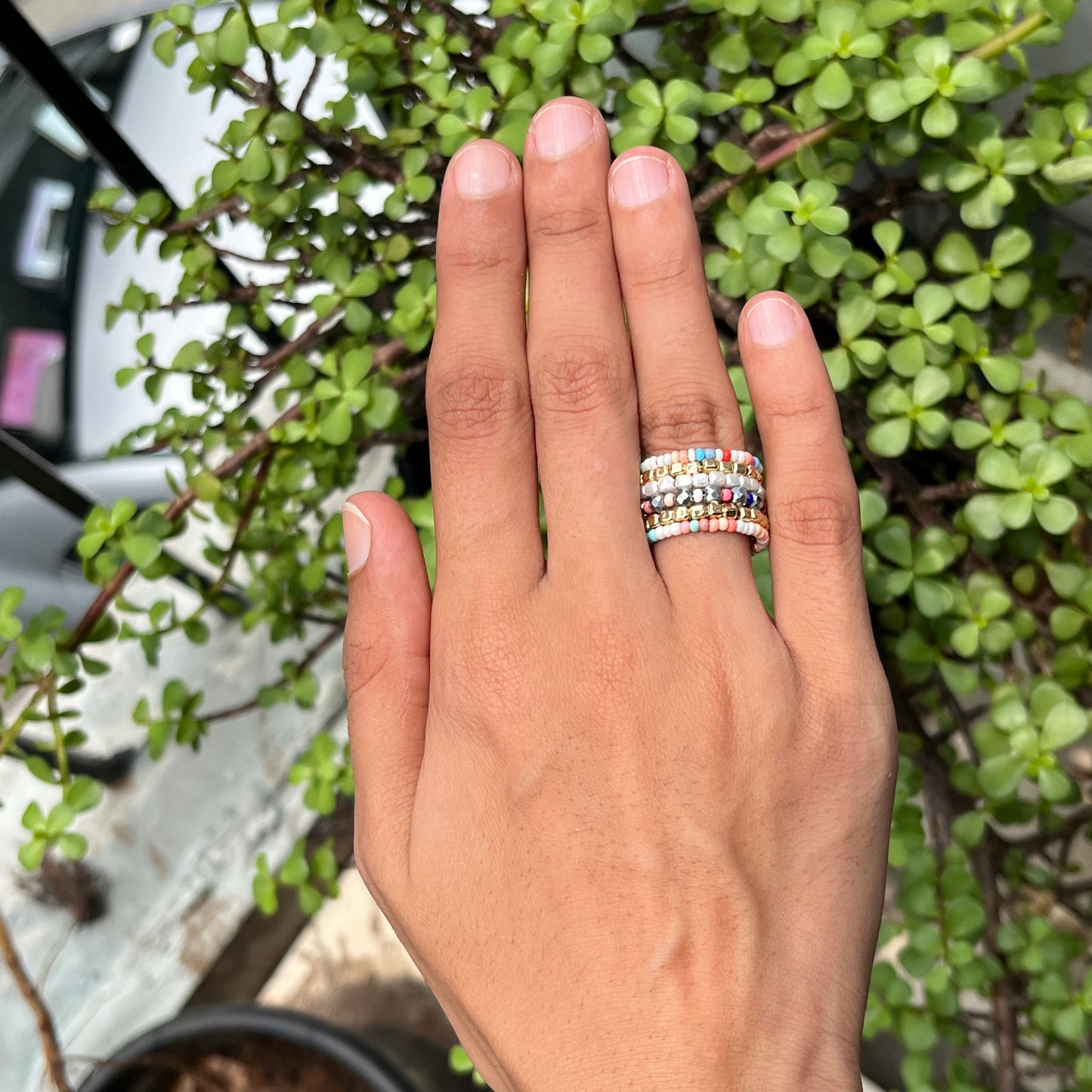 Pastel Multi Spiral Beaded Ring