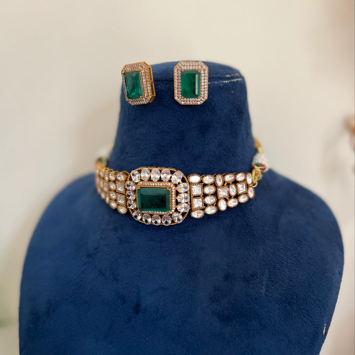 Rajkumari Emerald Choker Set