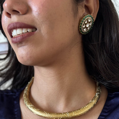 Juhi Emerald Moissanite Necklace Set