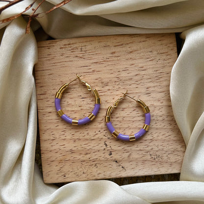 Elsa Lilac Gold Metal Earrings