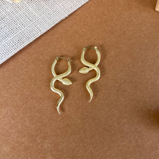 Serpent Brass Hoop Earring