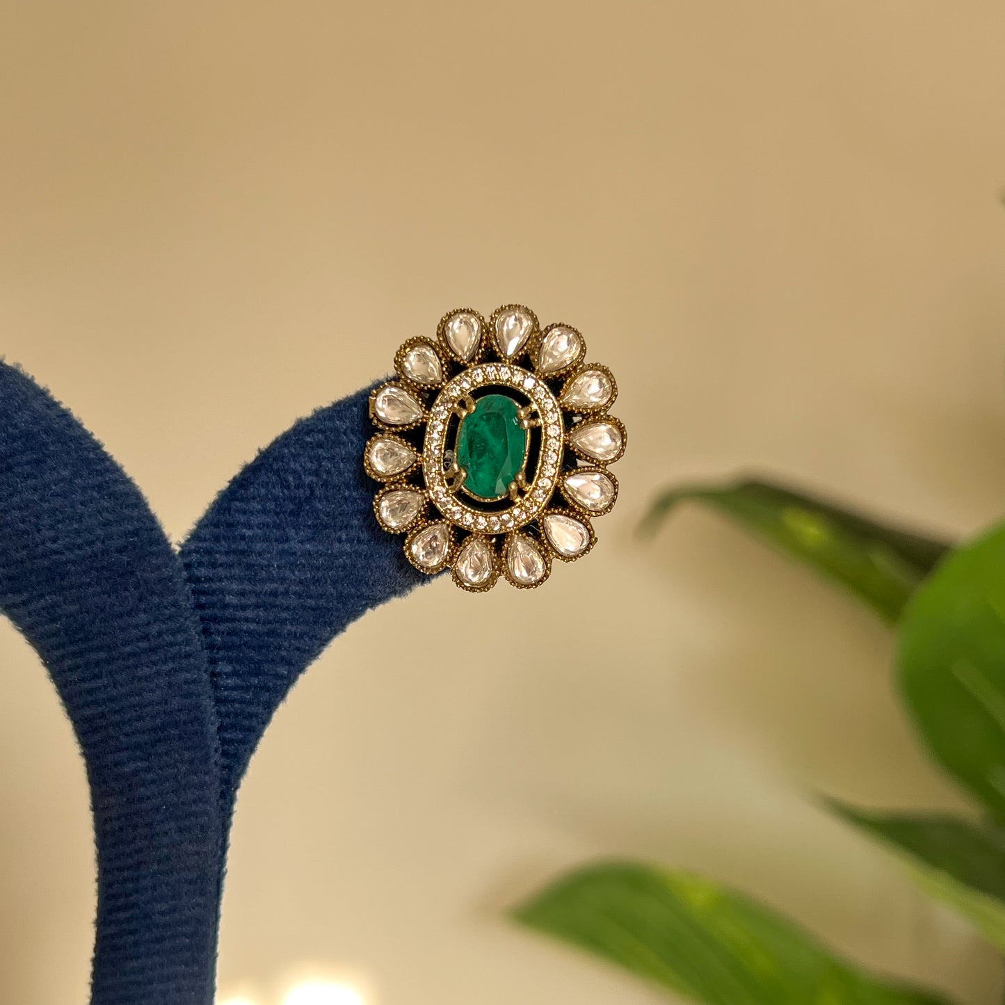 Mumtaz Emerald Handcrafted Brass Studs