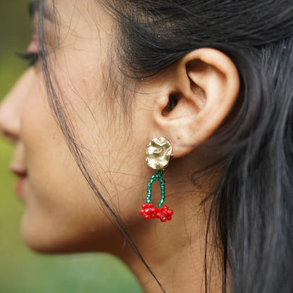 Cherry Blossom Handmade Beaded Earrings