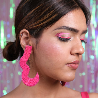 Frida - Pink Handmade Beaded Earrings