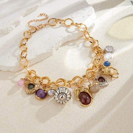 Opal Charm Metal Neckpiece